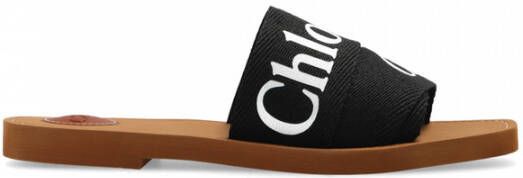 Chloé Vierkante Neus Platte Sandalen Black Dames