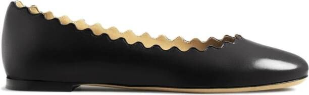 Chloé Zwarte Ballerina met schulprand Black Dames