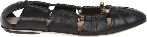 Chloé Zwarte leren ballerina sandalen