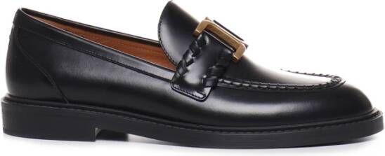 Chloé Zwarte Leren Loafers Black Dames