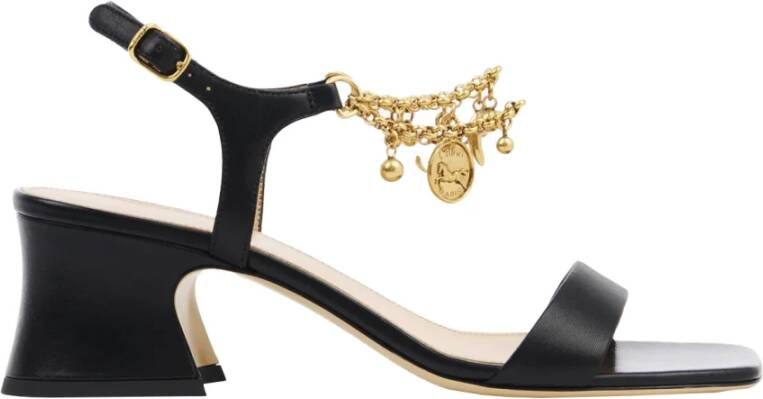 Chloé Zwarte Leren Sandalen Elegante Hakken