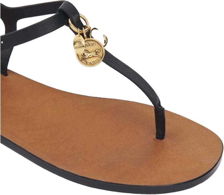 Chloé Zwarte Leren Sandalen