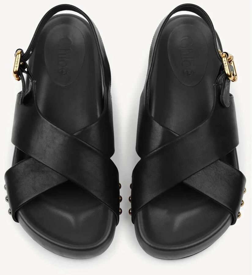 Chloé Zwarte leren sandalen met anatomisch voetbed