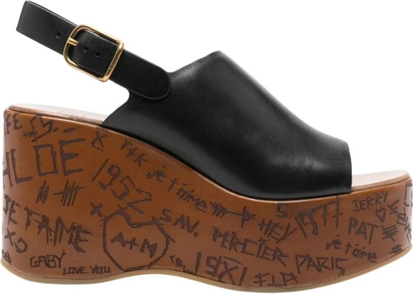 Chloé Zwarte leren sandalen met TPU-zool