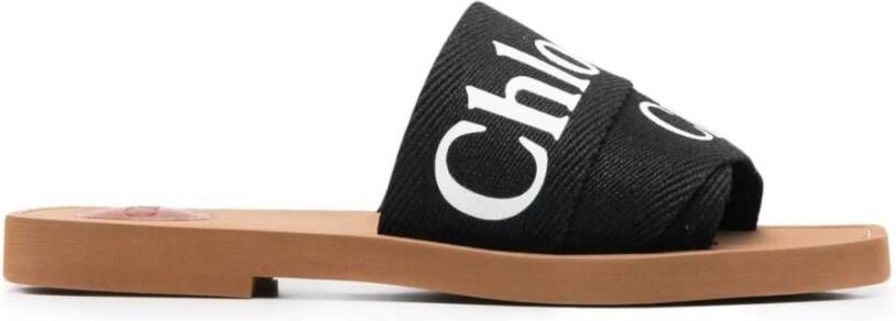 Chloé Vierkante Neus Platte Sandalen Black Dames