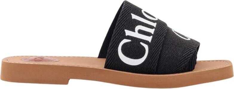 Chloé Vierkante Neus Platte Sandalen Black Dames