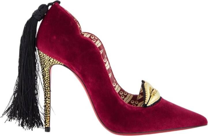 Christian Louboutin Burgundy Velvet Kiss Pumps met Lips