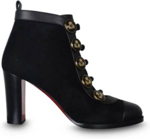 Christian Louboutin Caval 85 Suède Enkellaarzen Zwart Dames