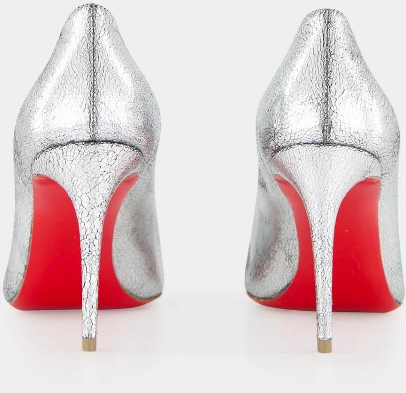 Christian Louboutin Metallic Zilver Leren Stiletto Pumps