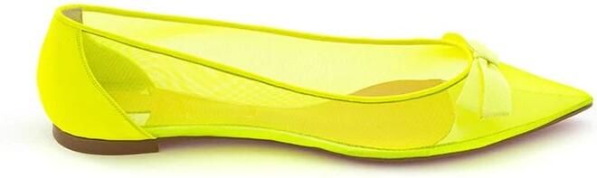 Christian Louboutin Zonneschijn Geel Mesh Platte Elegantie Yellow Dames