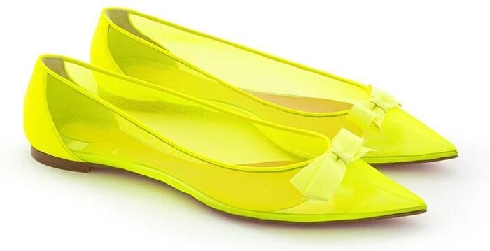 Christian Louboutin Zonneschijn Geel Mesh Platte Elegantie Yellow Dames - Foto 3