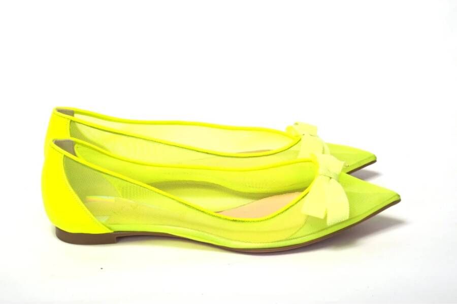 Christian Louboutin Fluro Gele Platte Puntige Schoen Yellow Dames