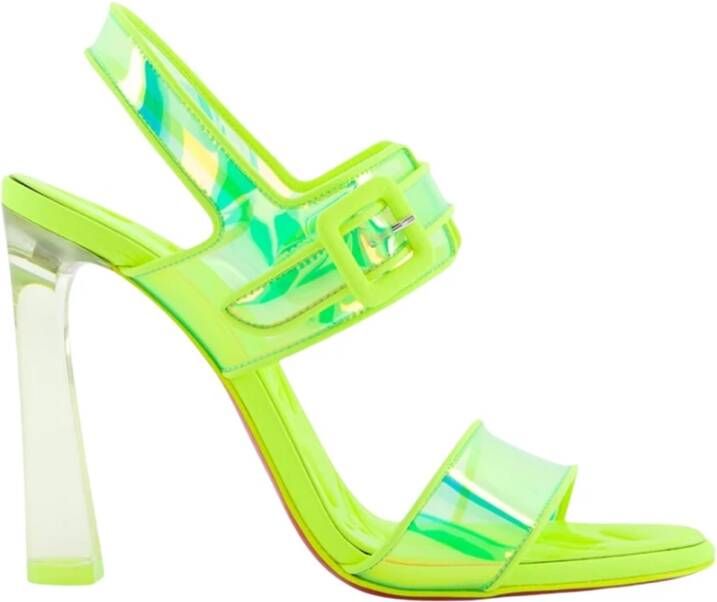 Christian Louboutin Gele leren sandalen met vierkante gesp