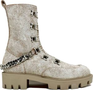 Christian Louboutin Glitter Finish Leren Laarzen Beige Dames