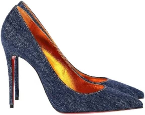 Christian Louboutin Pre-owned Cotton heels Blue Dames
