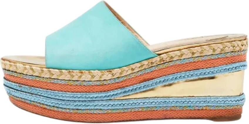 Christian Louboutin Pre-owned Leather espadrilles Blue Dames