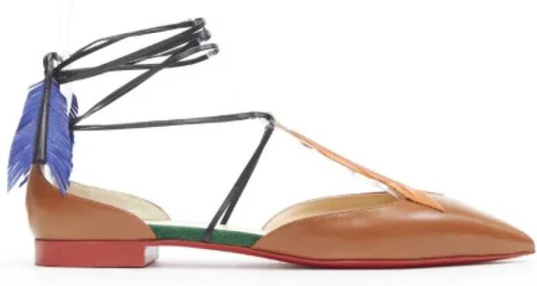 Christian Louboutin Pre-owned Leather flats Brown Dames