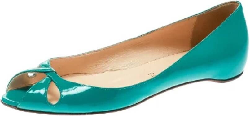 Christian Louboutin Pre-owned Leather flats Green Dames