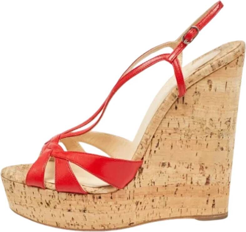 Christian Louboutin Pre-owned Leather sandals Red Dames