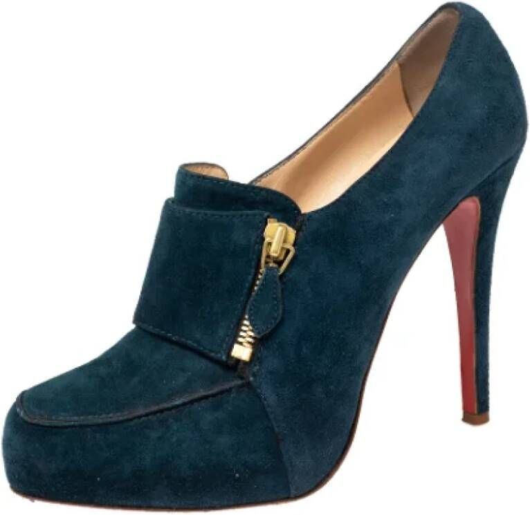Christian Louboutin Pre-owned Suede boots Blue Dames
