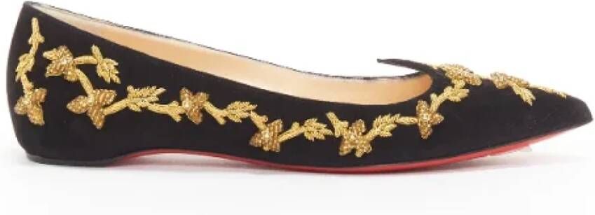 Christian Louboutin Pre-owned Suede flats Black Dames