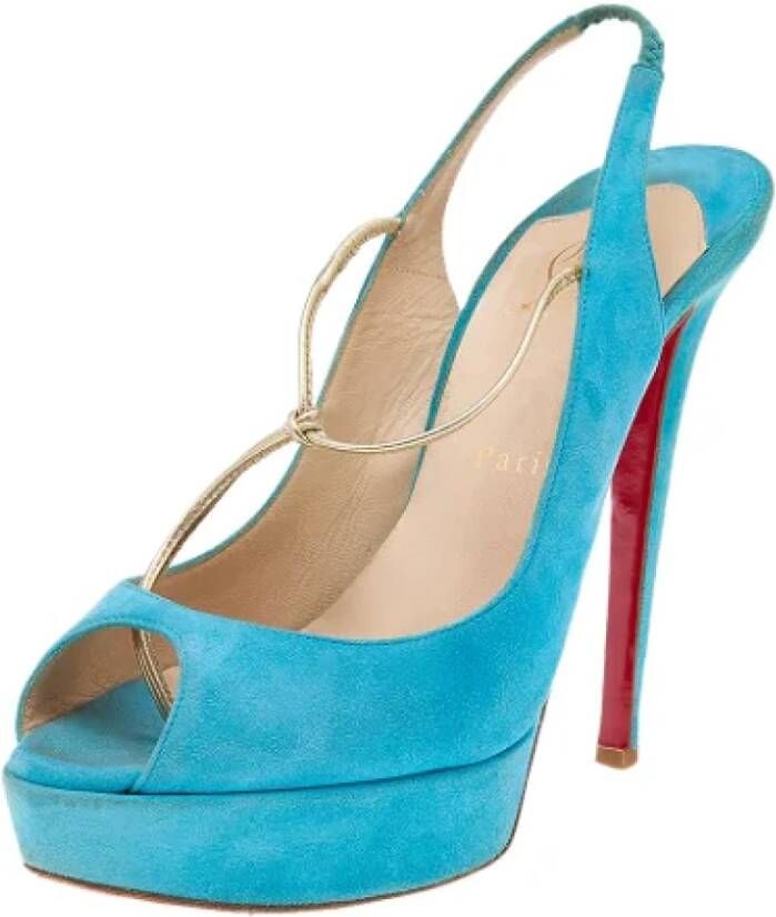 Christian Louboutin Pre-owned Suede sandals Blue Dames
