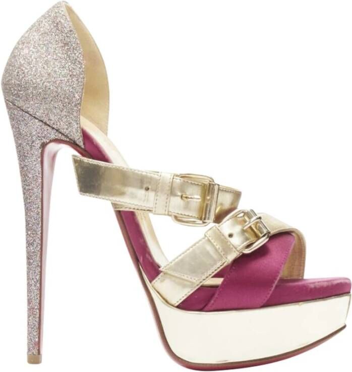 Christian Louboutin Pre-owned Tweedehands platformsandalen met verstelbare gespsluitingen en hoge hakken