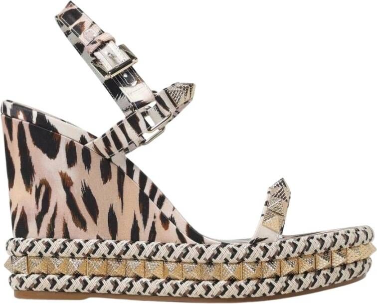Christian Louboutin Roze Luipaardprint Sleehak Sandalen