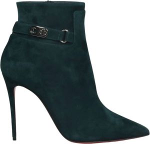 Christian Louboutin Suède Twist-Lock Enkellaars Groen Dames