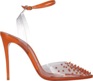 Christian Louboutin Verhoog je stijl met deze prachtige Spikoo 100 PVC PAT Perle Lining pumps Oranje Dames