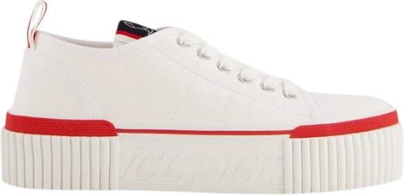 Christian Louboutin Witte Canvas High-Top Sneakers