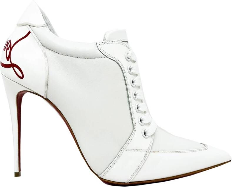 Christian Louboutin Witte Leren Lace-Up Pumps White Dames