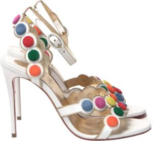 Christian Louboutin Witte Multicolor Vlek Hoge Hakken Sandalen Wit