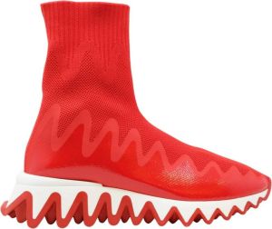 Christian Louboutin Witte Sharkysock Sneakers Rood Dames