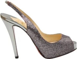 Christian Louboutin Zilveren leren hoge hak sandalen Grijs Dames