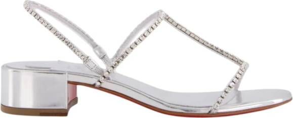 Christian Louboutin Zilveren Queenie Sandalen met Strass
