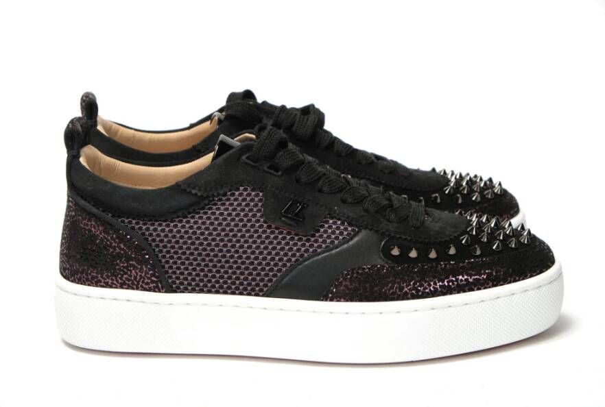 Christian Louboutin Zwarte Happy Rui Spikes Platte Schoenen Zwart