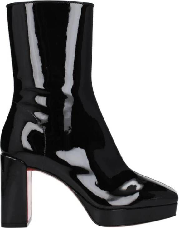 Christian Louboutin Zwarte Lakleren Rits Enkellaarzen