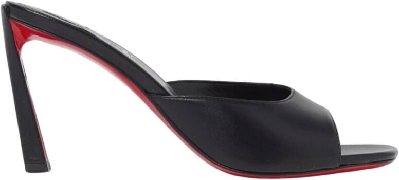 Christian Louboutin Zwarte Leren Hoge Hak Sandalen