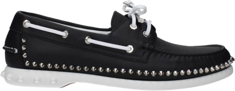 Christian Louboutin Zwarte leren instaploafers met studs
