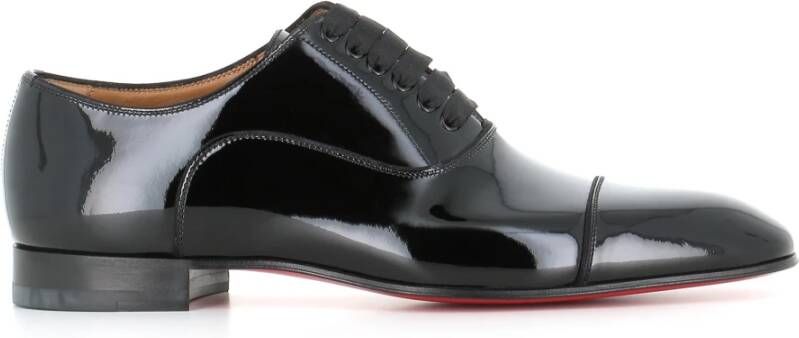 Christian Louboutin Zwarte Oxford Platte Schoenen Lakleer