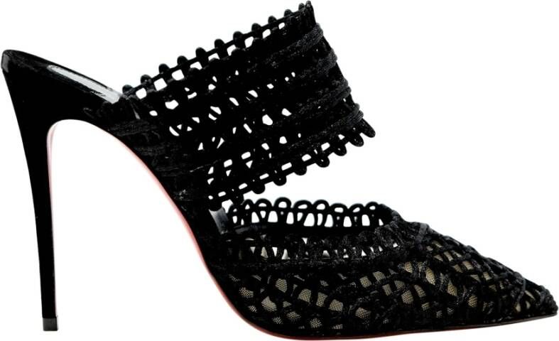 Christian Louboutin Zwarte Patentleren Hoge Hak Sandalen Zwart Dames