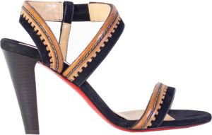 Christian Louboutin Zwarte Suède Open Band Hoge Hak Sandalen Zwart Dames