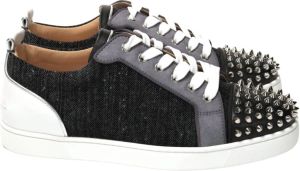 Christian Louboutin Zwarte Zilveren Louis Junior Spikes Schoenen Zwart Heren