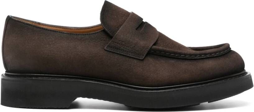 Church's Bruine Platte Mocassin Rubberen Zool Schoenen Brown Heren
