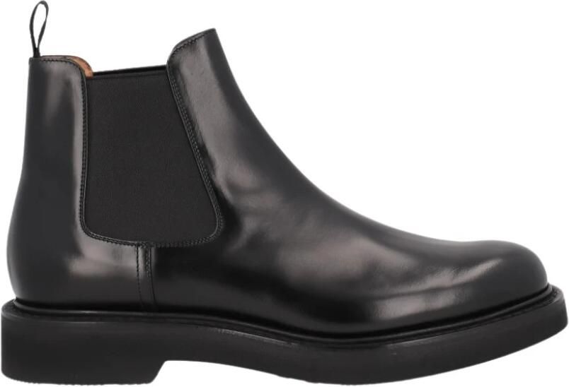 Church's Zwarte Leren Chelsea Laars met Elastische Pasvorm