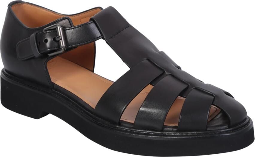 Church's Zwarte Sandalen met Uitgesneden Details