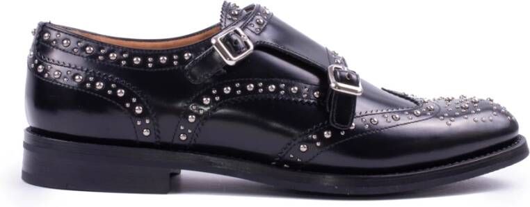 Church's Church`s Zwarte Studs Leren Platte Schoenen Black Dames