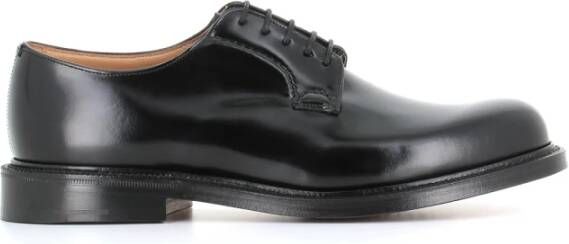 Church's Klassieke zwarte leren platte schoenen Black Heren