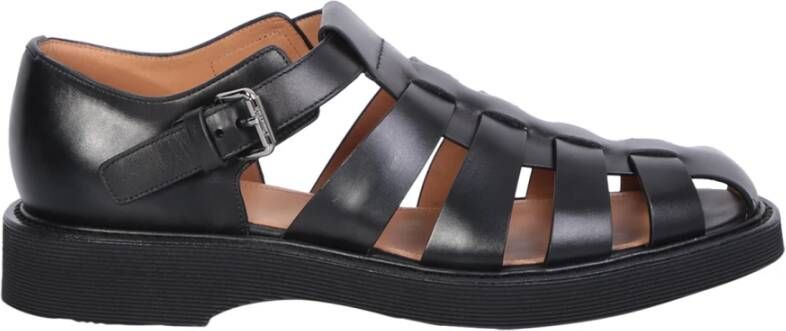 Church's Zwarte Leren Sandalen Elegant Ontwerp